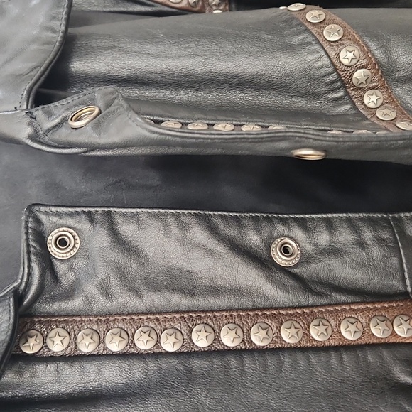 VINTAGE SCULLY Silver Studs and Conchos, Black Leather Jacket, Men's 44 - Picture 5 of 11